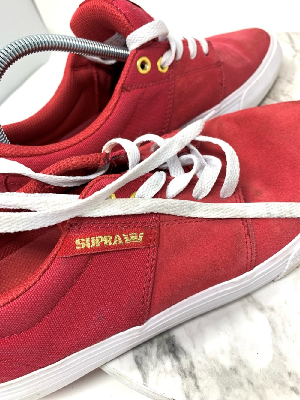 Supra Stacks II Vulc Red Nubuck/Canvas Low-Top Skate Sneakers 8 Mens Sporty Punk - Picture 14 of 16